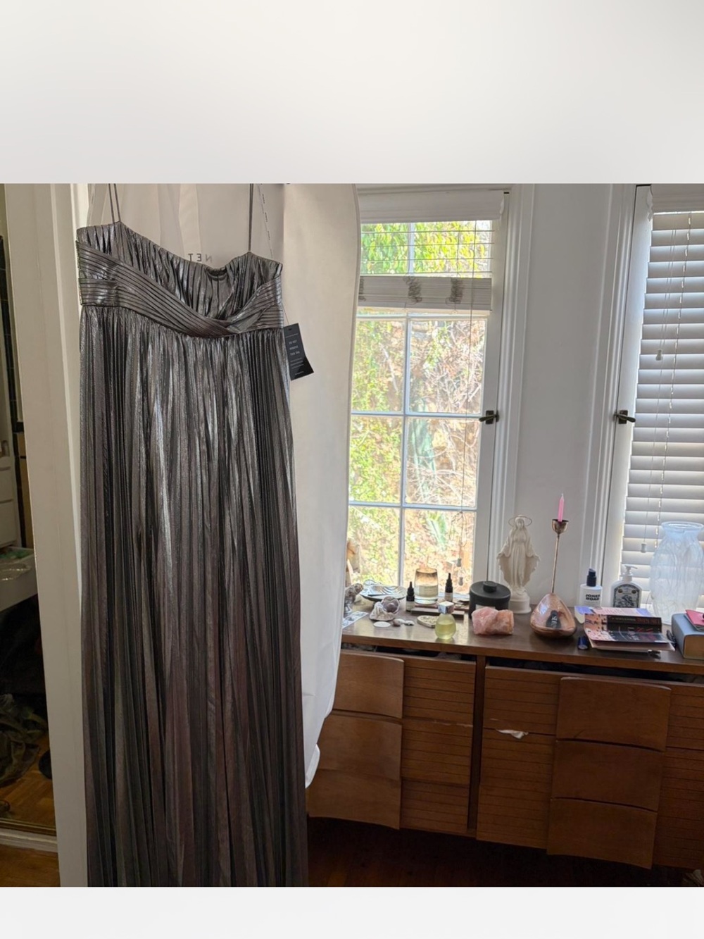 Silver metal maxi gown